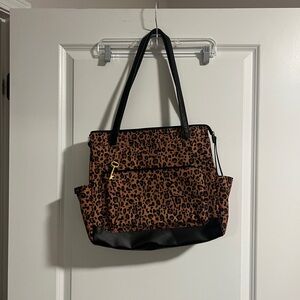 Leopard Print Tote Bag with Black Accents